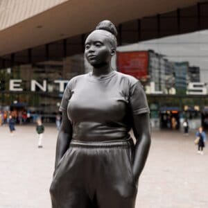 Thomas J Price's monumental bronze sculpture 'Moments Contained' unveiled in Rotterdam.