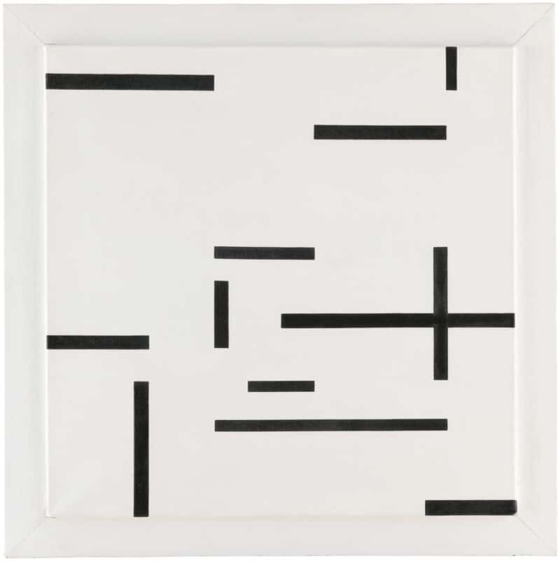 Marlow Moss, White and Black (No 27 ) , 1948. Oil on canvas, paint on wood. Purchased with the support of Pon and the Rijksmuseum Fonds: the Irma Theodora Fonds, the ‘Vrouwen van het Rijksmuseum’ Fonds (‘Women of the Rijksmuseum’ Fund), and a private benefactor