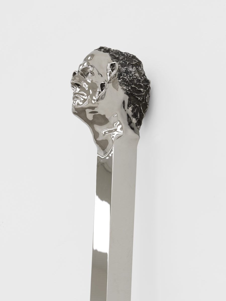 Stainless steel self-portrait by Not Vital at Thaddaeus Ropac London
