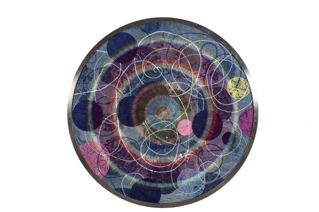 Bharti Kher Untitled, 2019 Bindis on mirror Diameter: 182.9 cm Courtesy of the artist and Nature Mort