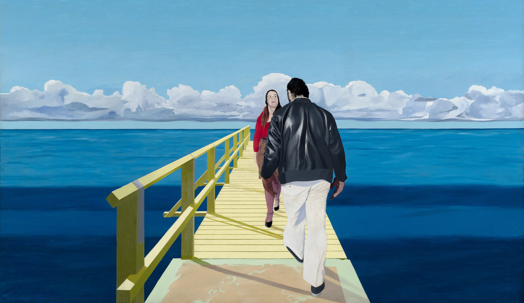 Neil Stokoe Encounter Two Figures on Jetty 1975 Oil on canvas 72 1 2 x neil-stokoe-encounter-two-figures-on-jetty-1975-oil-on-canvas-72-1-2-x