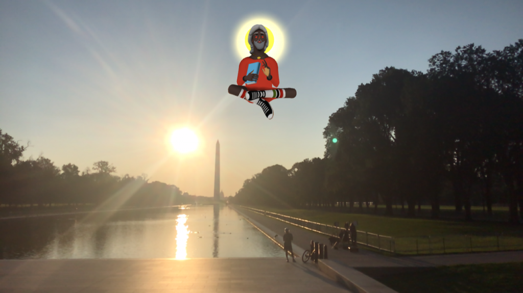 Nina Chanel Abney, Imaginary Friend in Washington D.C., 2020, augmented reality. Courtesy Nina Chanel Abney and Acute Art. Photo Leigh Vogel FAD magazine 