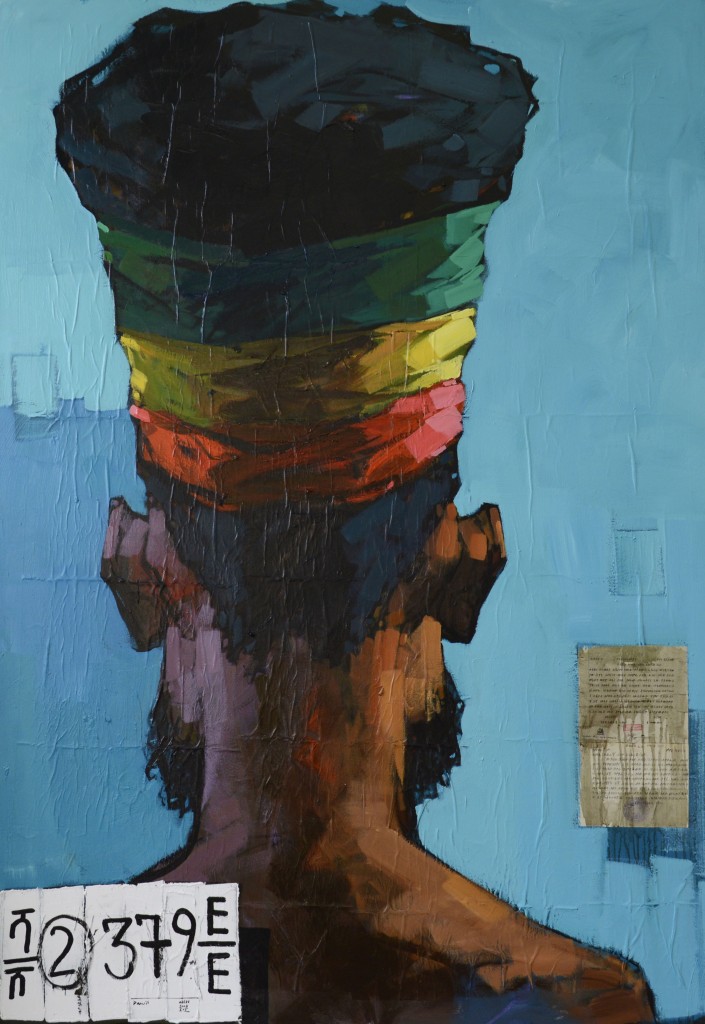 Dalit Abebe No.2 Background 36, 2016, acrylic and collage on canvas, 200 x 140 cm