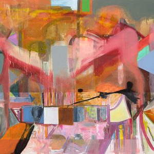 Albert Oehlen, Untitled, 2020–26, Oil on canvas, 90 5/8 x 98 1/2 inches (230 x 250 cm), © Albert Oehlen, Photo: Simon Vogel, Courtesy Gagosian