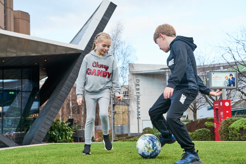 One World football in Liverpool ONE. Photo by Rob Battersby