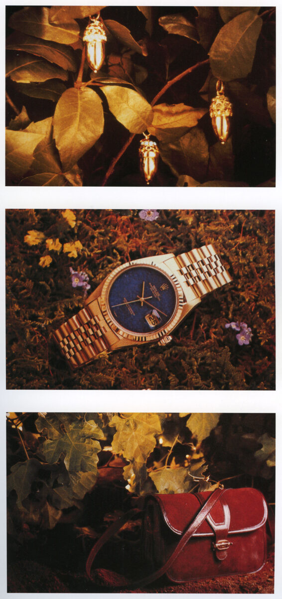 RICHARD PRINCEUntitled (Jewels, Watch, and Pocketbook), 1978–79Three Ektacolor photographs20 x 24 inches (50.8 x 61 cm)© Richard PrinceCourtesy the artist and Gagosian