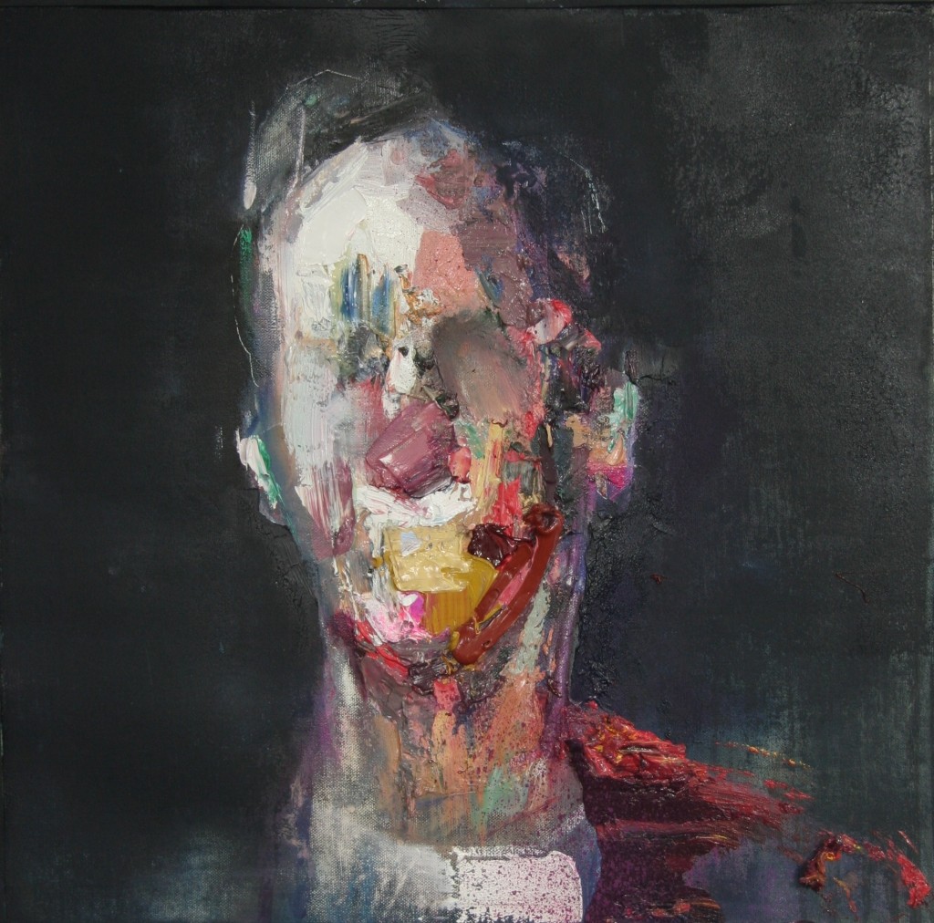 Paintguide_Ryan Hewett, Heizer, oil and spray on canvas, 50 x 50 cm.