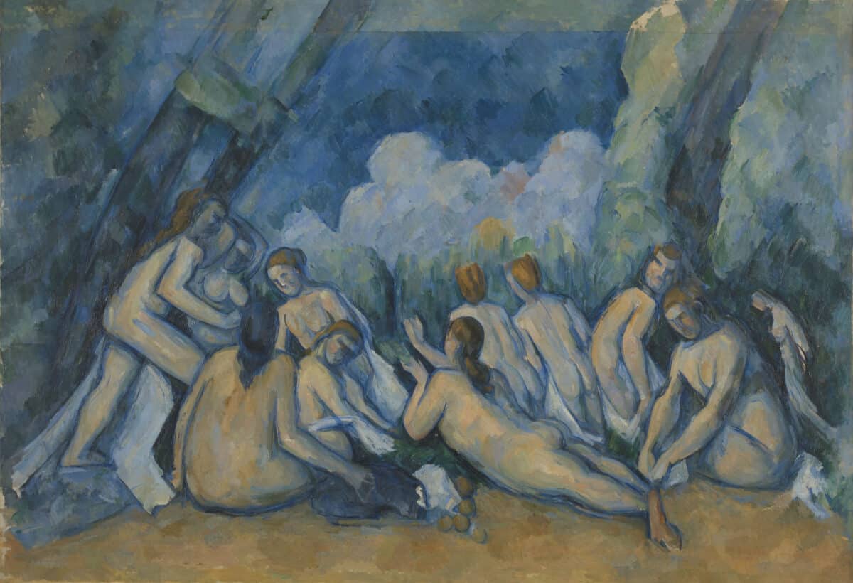 Paul Cezanne Bathers c.1894-1905. Presented by the National Gallery, purchased with a special grant and the aid of the Max Rayne Foundation, 1964