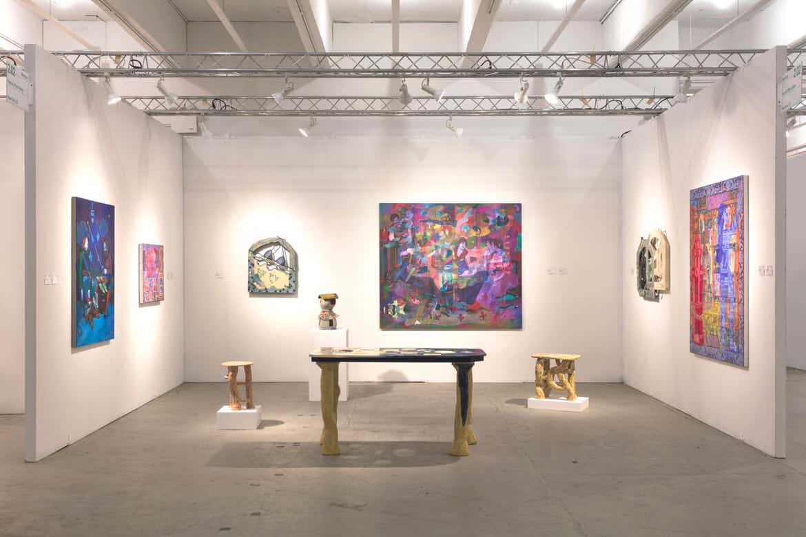 RACHEL UFFNER GALLERY, NEW YORK. BOOTH 2.02Sacha Ingber, Talia Levitt, and Joshua Petker.