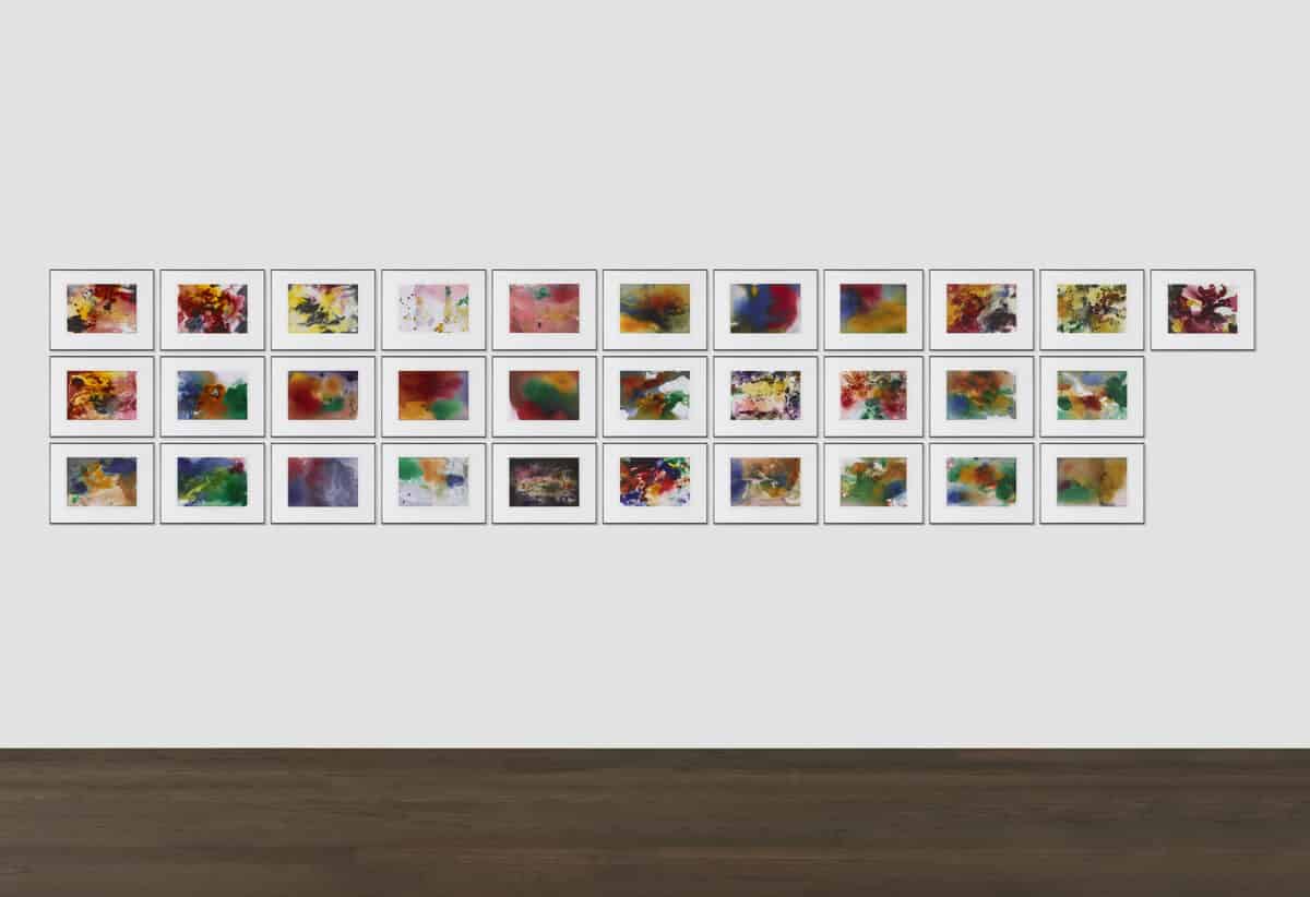 Gerhard Richter>> mood <<, 202231 inkjet prints in artist's chosen framesVariable dimensionsEdition 7/8© Gerhard Richter 2022 (20122022)Photo: Prudence Cuming Associates Ltd.Courtesy Gagosian