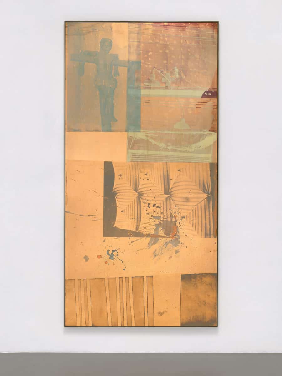 Robert Rauschenberg Copperhead-Bite V / ROCI CHILE, 1985Silkscreen ink, acrylic and tarnish oncopper245,7 x 123,8 cm (96 3/4 x 48 3/4 in)(RR 1262)