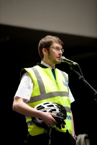 SMALL_'Impersonating A Part-Time Police Community Support Officer', Fabricated uniform and Q&A session, Tate Modern, 2010. Photo courtesy Kevin Sykes (B)