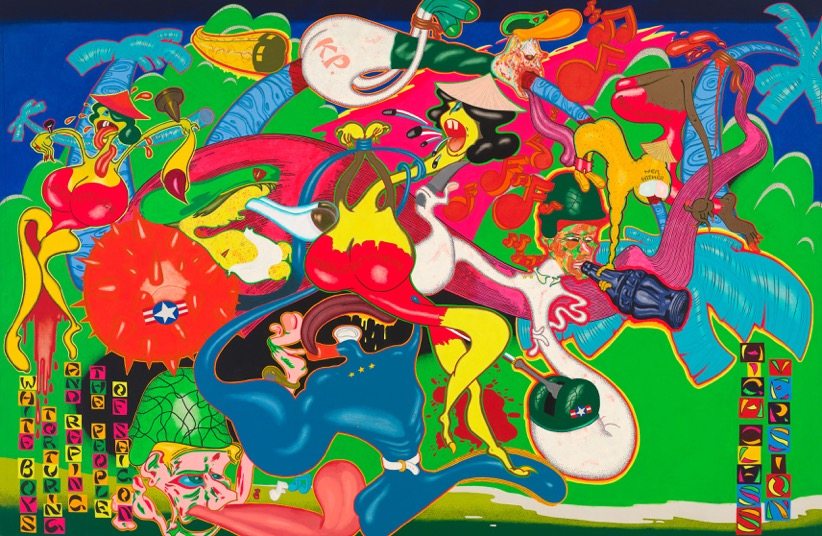 Peter Saul, Saigon, 1967, Acrylic, oil, enamel, and ink on canvas, 236,9 x 361,3 cm, Whitney Museum of American Art, © Peter Saul, Photo: Sheldon C. Collins