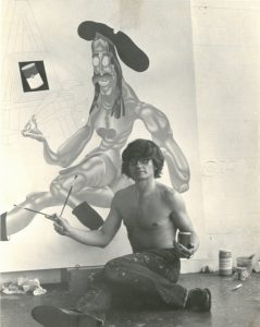 Peter Saul in his studio in Mill Valley, California, 1974, B/w Photograph, 25,2 x 20,4 cm, © Peter Saul, Collection of the artist