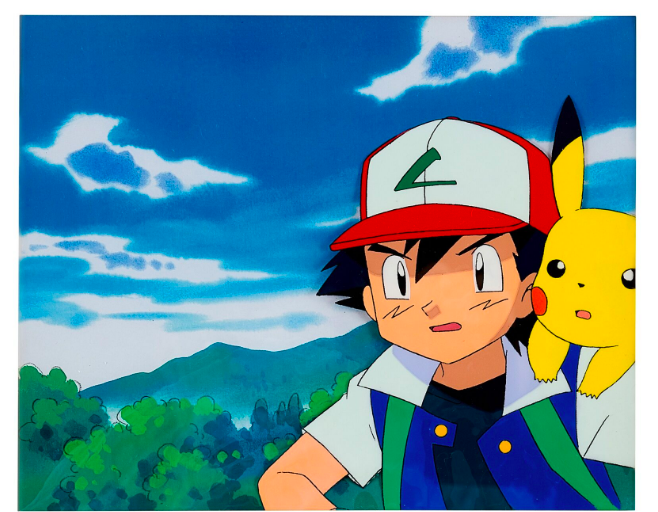 FAD MAGAZINE Pokemon by OLM Inc. SATOSHI AND PIKACHU ANIMATION CEL