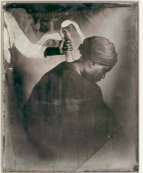 Nak Bejjen 2017, Wet plate collodion tintype on metal, 250 x 200 mm Image courtesy the Estate of Khadija Saye FAD MAGAZINE 