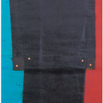 THEASTER GATES Flag Sketch, 2020, detail Industrial oil-based enamel, rubber torch down, bitumen, wood, and copper 72 x 72 in 182.9 x 182.9 cm © Theaster Gates Photo: Jacob Hand Courtesy Gagosian