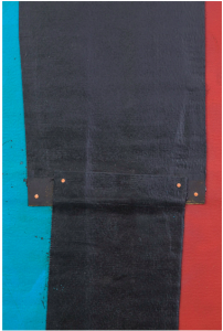 THEASTER GATES Flag Sketch, 2020, detail Industrial oil-based enamel, rubber torch down, bitumen, wood, and copper 72 x 72 in 182.9 x 182.9 cm © Theaster Gates Photo: Jacob Hand Courtesy Gagosian