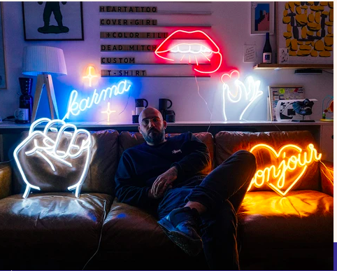 Bonjour by Jean André, LED neon sign