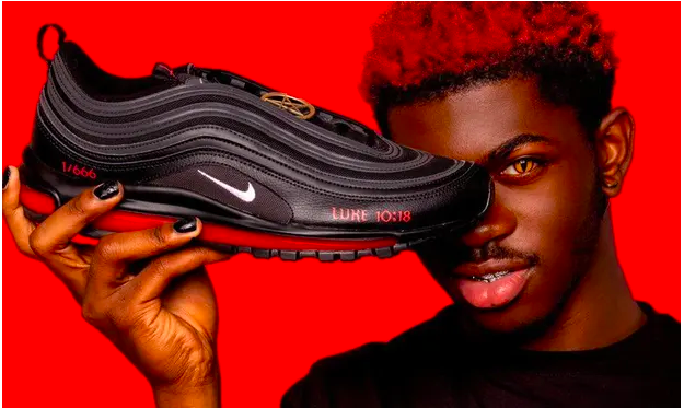 Customised Nike Air Max 97s each contain a drop of human blood. Photograph: MSCHF