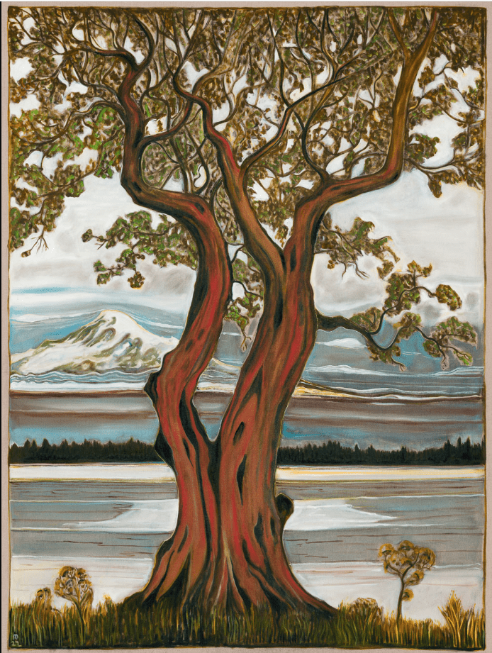 BILLY CHILDISH tree and mountain, 2022 oil and charcoal on linen TBC Courtesy the artist and Lehmann Maupin, New York, Hong Kong, Seoul, and London.