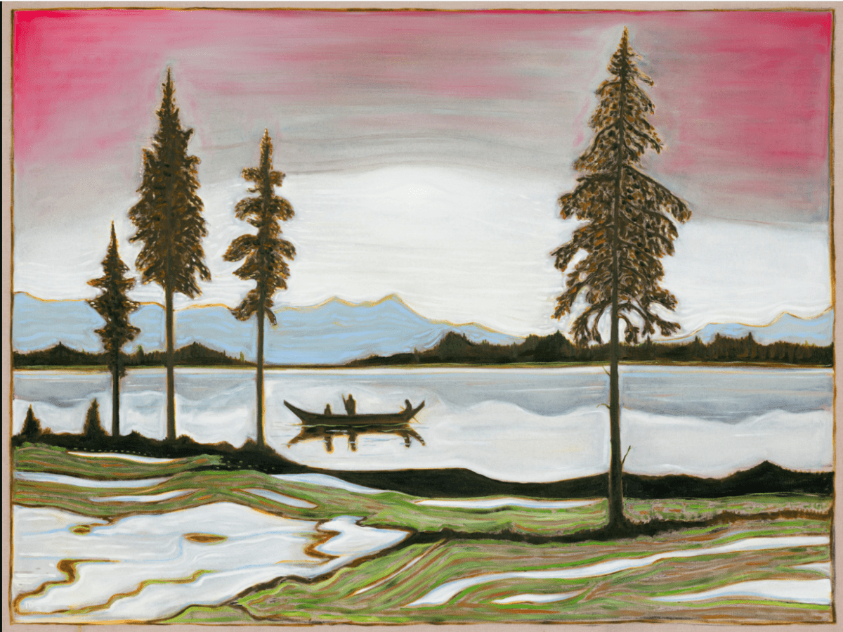 BILLY CHILDISH puget fisherman, 2022 oil and charcoal on linen 72 x 96 inches Courtesy the artist and Lehmann Maupin, New York, Hong Kong, Seoul, and London.