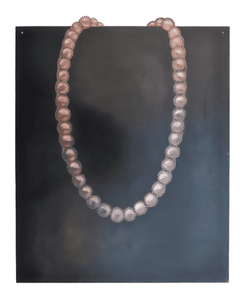 Katharina Dettar Tahitian Hanging Pearls I, 2023 Silverplated copper 17 7/10 × 12 3/5 in | 45 × 32 cm