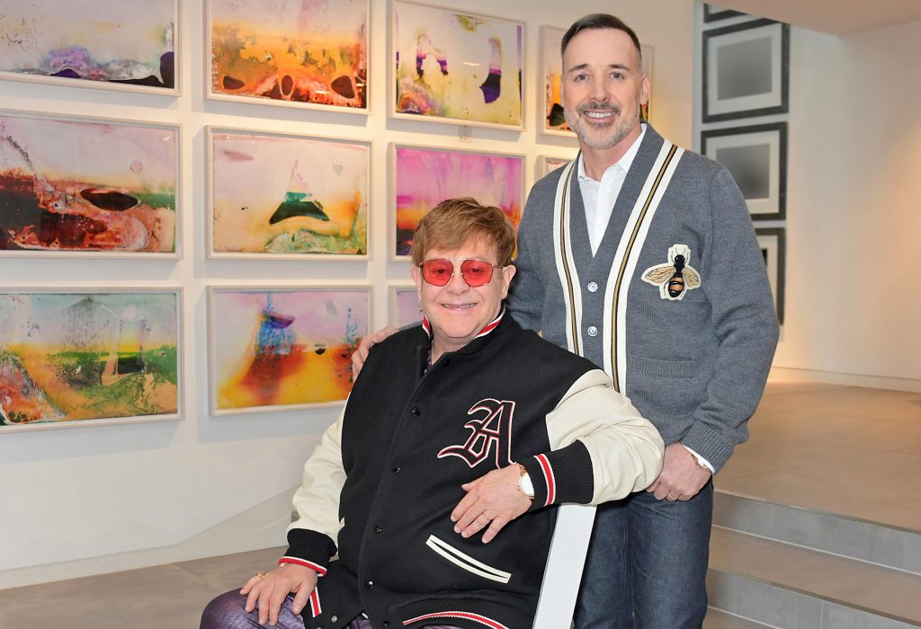 Sir Elton John and David Furnish at home in their art gallery © Dave Benett Getty Images for the V&A