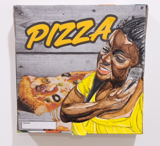London artist Oliver Malin uses pizza boxes as canvas for Kebab House based exhibition FAD Magazine 