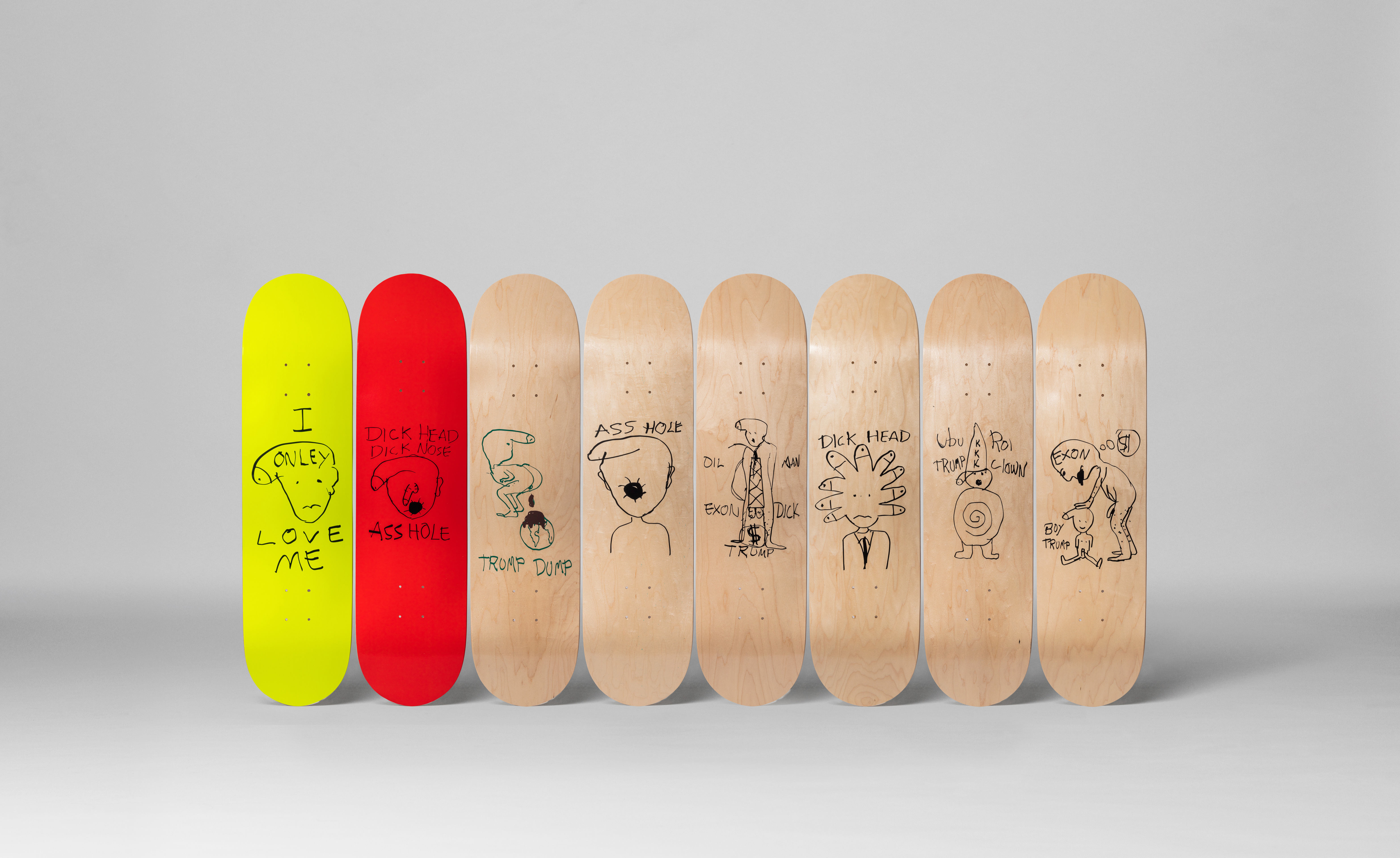 American artist Paul McCarthy creates TRUMP skate decks via The Skateroom available @HauserWirth FAD Magazine 