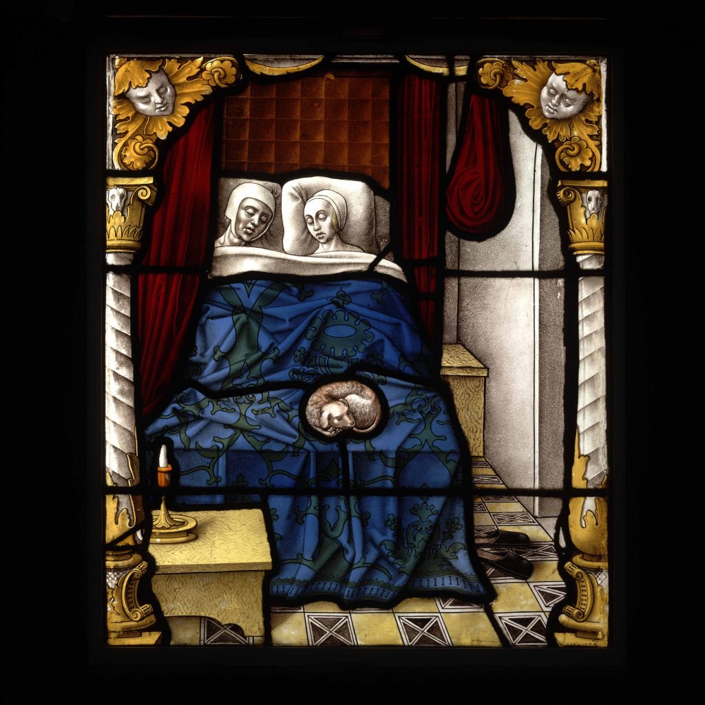 Tobias and Sara, about 1520, Cologne, Germany, glass with paint and silver stain, probably from the cloister of the abbey of St Apern © Victoria and Albert Museum, London