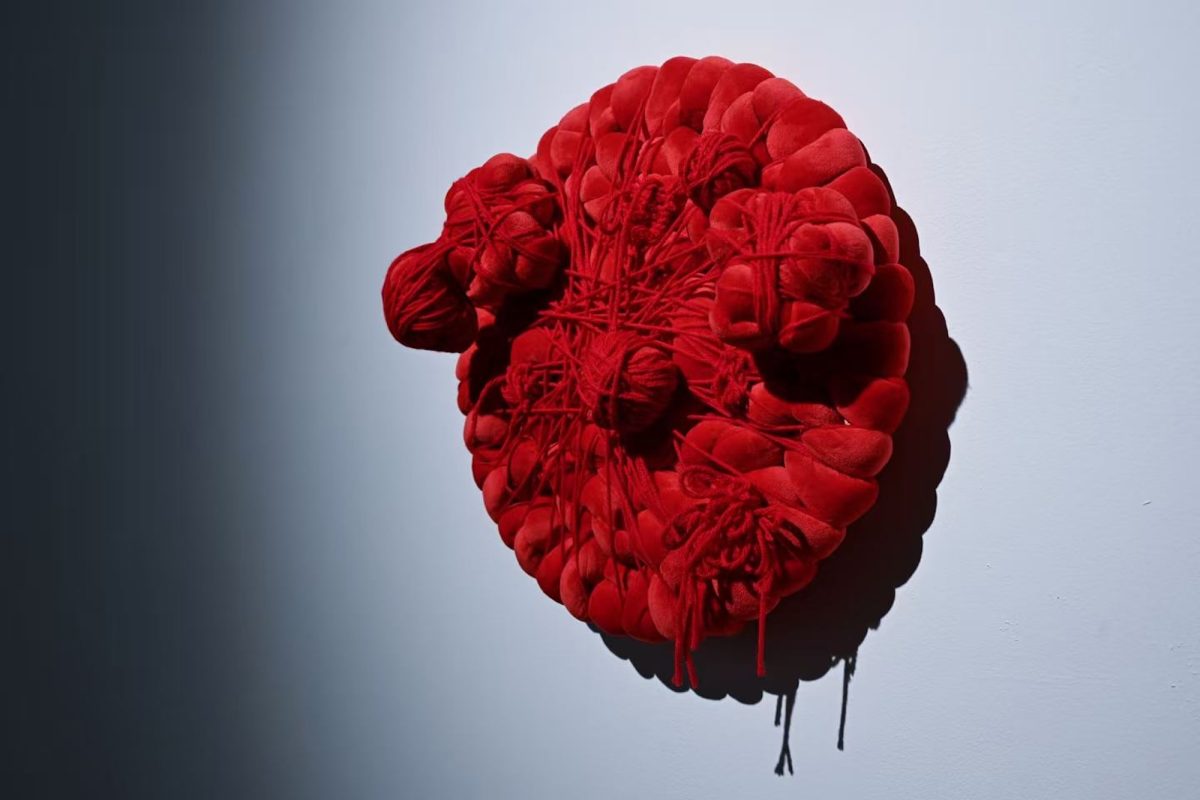 Tympanites, 2024. Giant yarn, cotton thread, wooden frame. Beijing, China