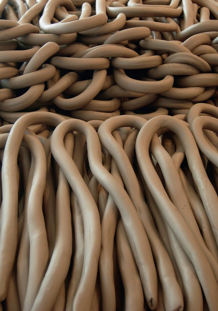 Anna Maria Maiolino Until Now, 2019 (detail) From the series Modelled Earth Site-specific unfired clay installation at PAC Milan