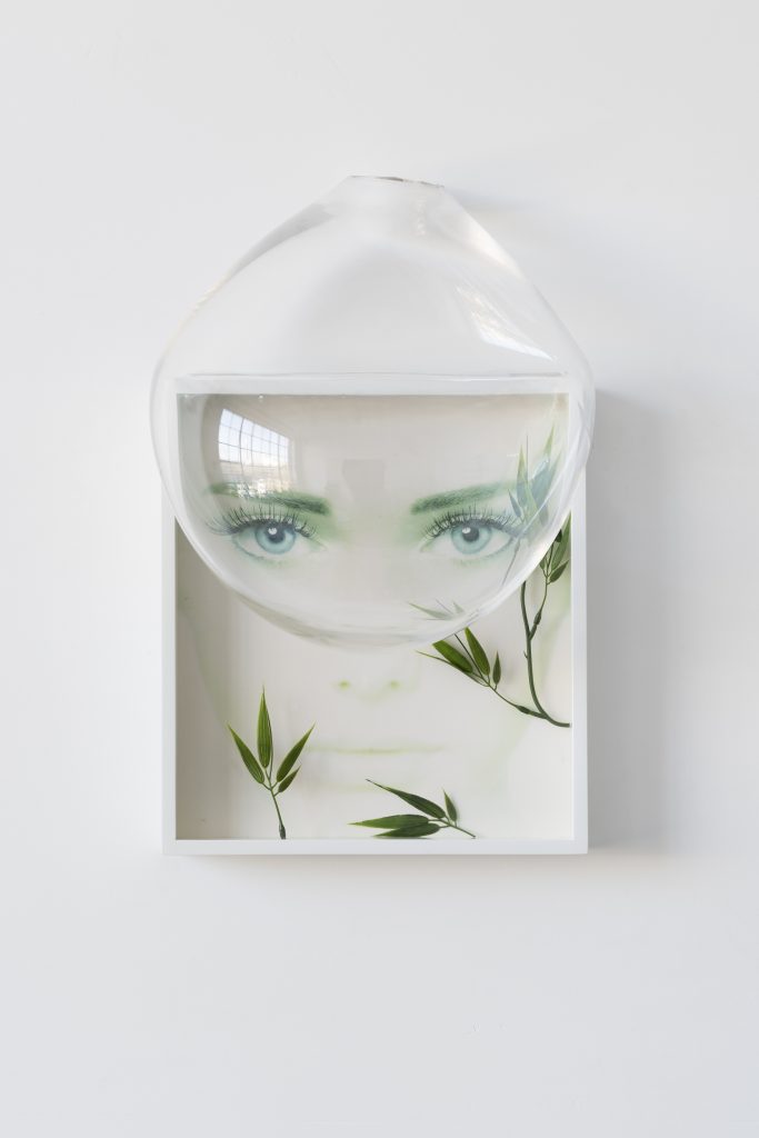 Untitled_Found poster, hand blown glass, fake bamboo, artist frame_31 x 50 x 20cm_2015_lowres