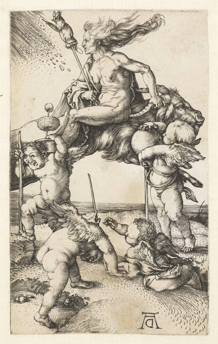 Albrecht DurerA Witch Riding Backwards on a Goat
