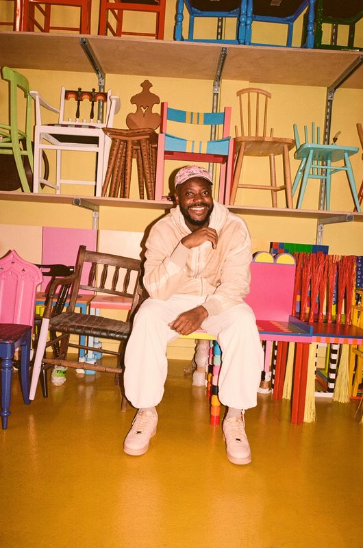 Yinka Ilori, Chairman, exhibition at Walter Sickert Community Centre in Islington, London
