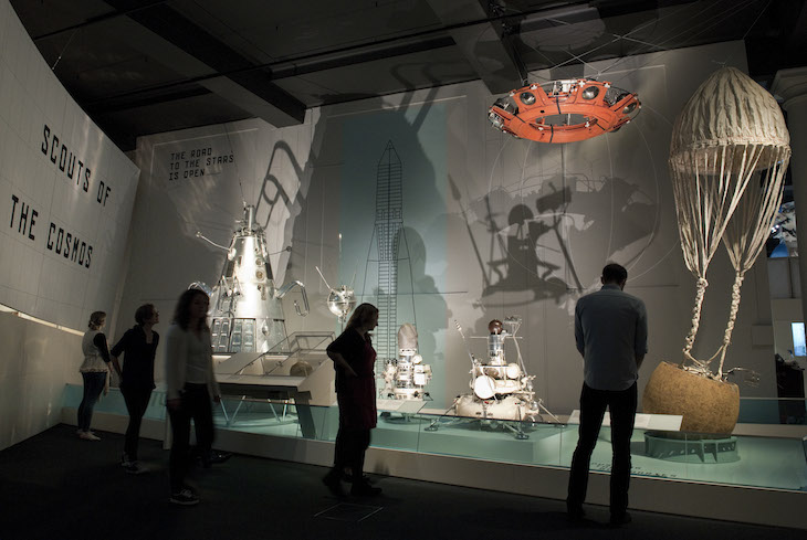 Gallery view of "Cosmonauts: Birth of the Space Age" exhibition.