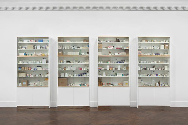 damien hirst 'medicine cabinets' exhibition at l&m arts nyc