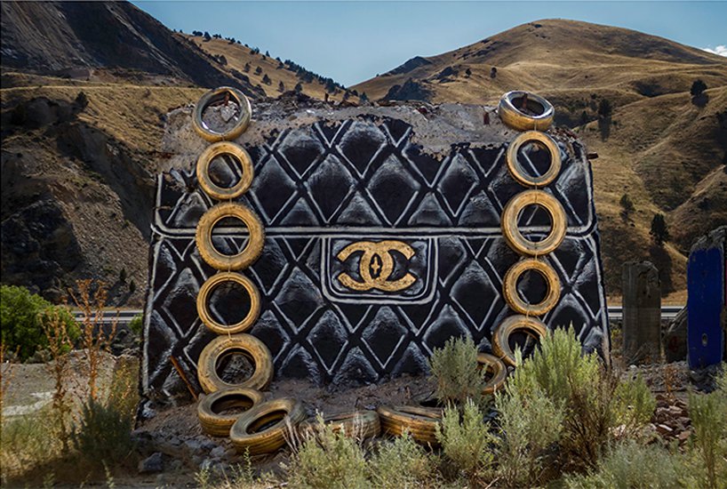 Thrashbird turns desert concrete ruins into oversized fashion luxury handbags FAD MAGAZINE