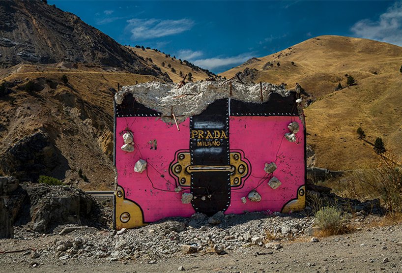 Thrashbird turns desert concrete ruins into oversized fashion luxury handbags FAD MAGAZINE