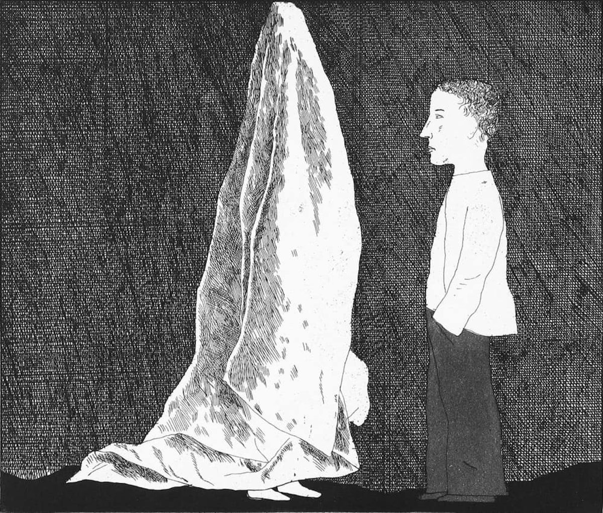 David Hockney: ‘The Sexton Disguised as a Ghost’ from ‘Six Fairy Tales from the Brothers Grimm’, 1969 - Etching and aquatint on W S Hodgkinson paper