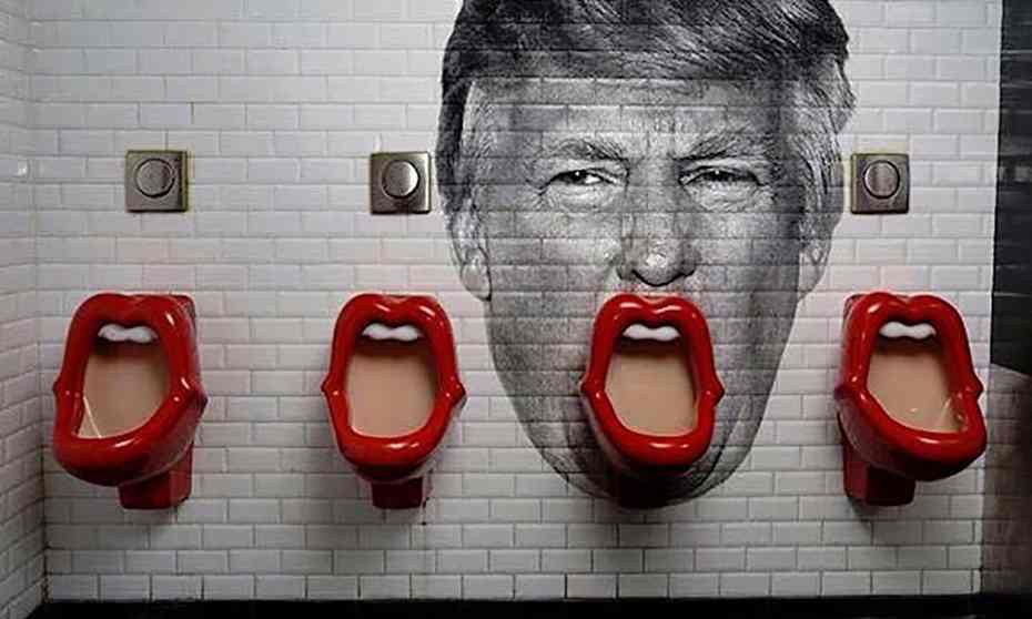  Trump meets the Stones meets Duchamp at Belushi’s sports bar in Paris. Photograph: Meike van Schijndel