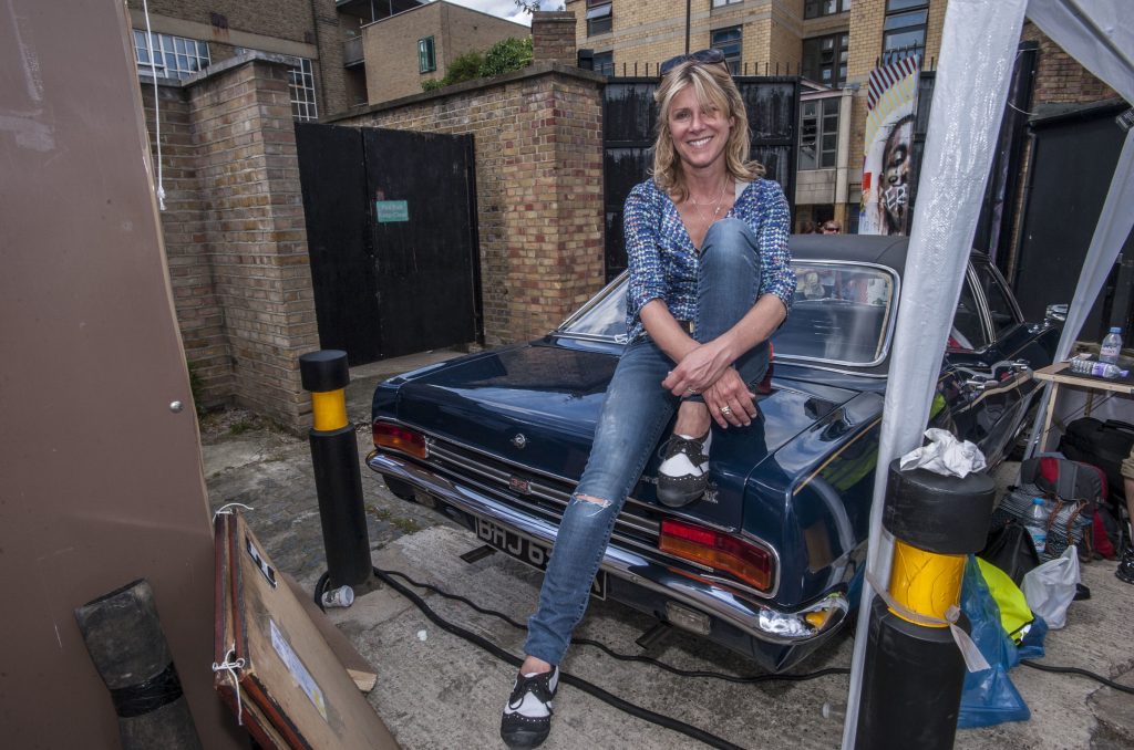 founder Karen Ashton The Vauxhall Art Car Boot fair 2014 , Truman Brewery, Brick Lane , E1