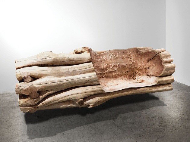 ron arad Useful, Beautiful, Love., 2016 Cedar 116 x 330 x 140 cm; (45 5/8 x 129 7/8 x 55 1/8 in.)