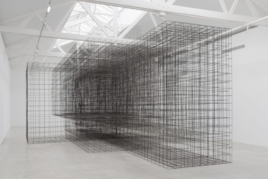 Matrix II, 2014. 6 mm mild steel reinforcing mesh, 550 x 750 x 1500 cm. Installation view, Galerie Thaddaeus Ropac, Pantin, France © the Artist. Photo: Charles Duprat, 