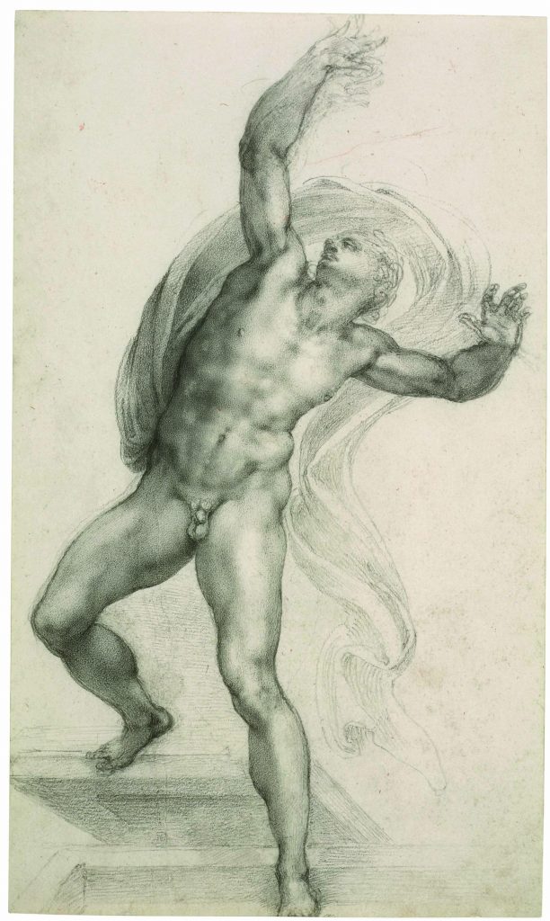 Michelangelo Buonarroti, The Risen Christ, c. 1532-3 Black chalk on paper, 37.2 x 22.1 cm Royal Collection Trust / © Her Majesty Queen Elizabeth II 2019