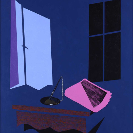 Patrick Caulfield, Evening Paper, 1999, acrylic on canvas, 91.4 x 76.2 cm. Image courtesy Waddington Custot