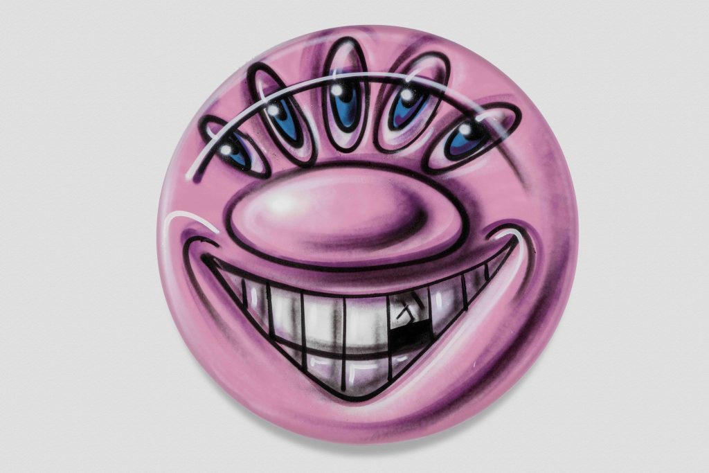 Kenny Scharf “HAVE A NICE DAY!” Spray paint on Canvas 40 inches; 101.6 diameter
