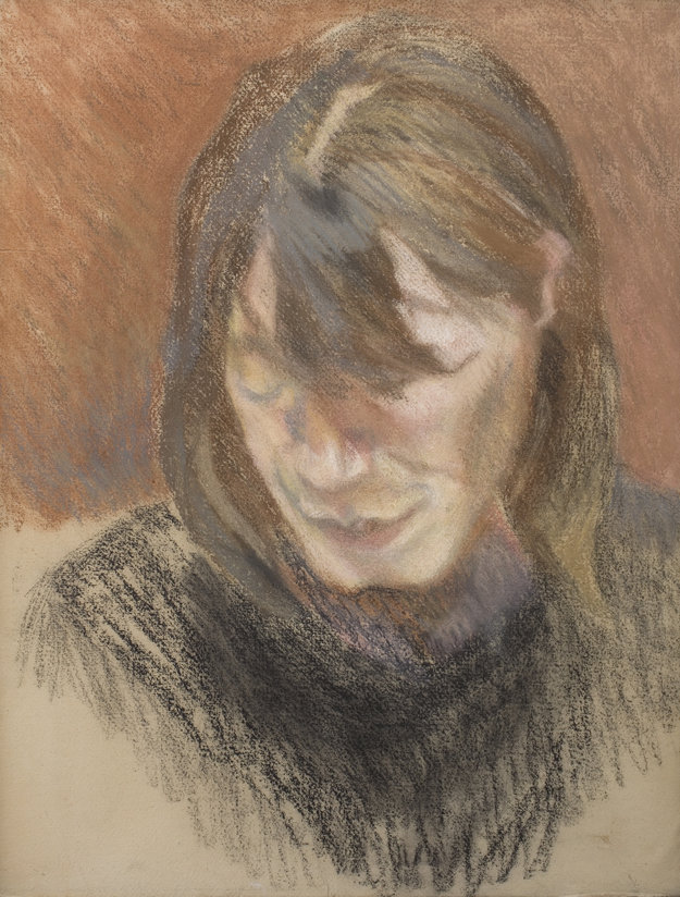 Lucian Freud, Head of a Woman c-1980-pastel-on-paper-laid-down-on-canvas-608-x-47-cm-piano-nobile