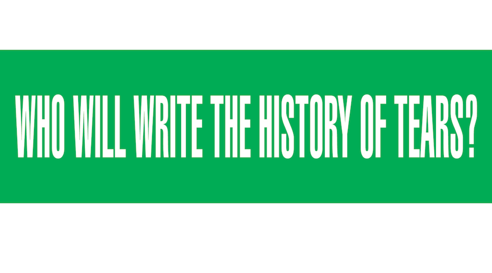 Barbara Kruger, Untitled (Questions 3), 2019, 20 stickers. adhesive vinyl, approx. 4.5 x 13in. Courtesy: the artist